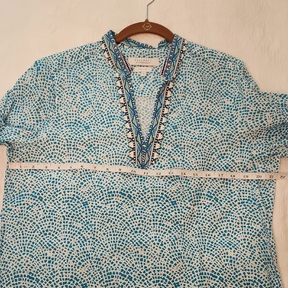 Foxcroft Turquoise and White Tunic Top - Picture 6 of 10